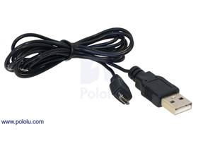 Thin (2mm) USB cable A to Micro-B, 5 ft, low/full-speed only