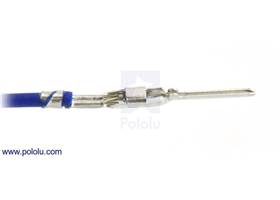 Male crimp pin for 0.1" housings crimped onto a wire