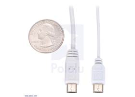 USB A to Micro-B cable size comparison: standard cable (#2073) on left, thin cable (#2072) on right