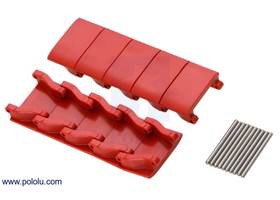 Red miniature track links with included pins