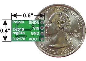 Pololu step-down voltage regulator D24VxAxx, bottom view with dimensions