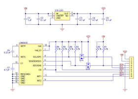 LSM303D 3D Compass and Accelerometer Carrier with Voltage Regulator schematic diagram