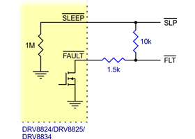 Schematic of nSLEEP and nFAULT pins on DRV8824/DRV8825/DRV8834 carriers