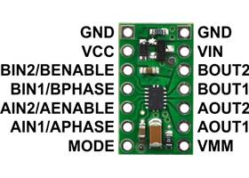 DRV8835 dual motor driver carrier, labeled top view