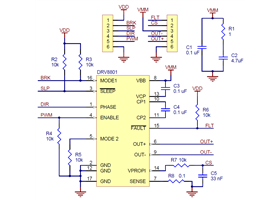 Schematic diagram for the DRV8801 single brushed DC motor driver carrier