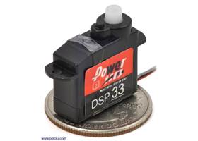 Power HD high-speed digital sub-micro servo DSP33 with U.S. quarter for size reference