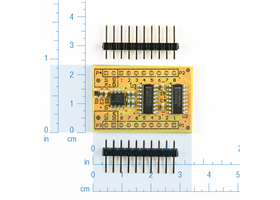 I²C long-distance differential extender with included headers and rulers for size reference