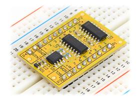 I²C long-distance differential extender inserted into a solderless breadboard