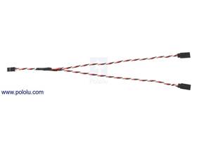 Twisted servo Y splitter cable 12" female – 2x male, fully extended
