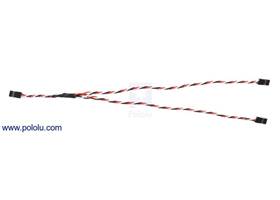 Twisted servo Y splitter cable 12" female – 2x female, fully extended