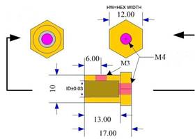 Hex Head Shaft Adaptor - Dimensions