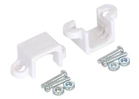 White micro metal gearmotor mounting bracket pair with included screws and nuts