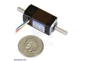 Sanyo miniature stepper motor: bipolar, 200 steps/rev, 14x30mm, 6.3V, 300mA, double shaft (SH2141-5511)