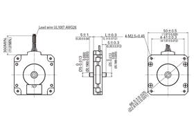 Dimensions (in mm) of the Sanyo 50x11mm pancake stepper motor