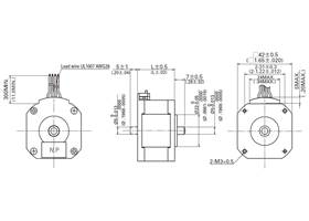 Dimensions (in mm) of the Sanyo 42mm pancake stepper motors