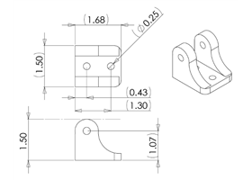 Concentric LD linear actuator bracket dimensions (in inches)