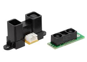 Sharp GP2Y0A02YK0F Sensor 20-150cm (left) next to Pololu Carrier with Sharp GP2Y0A60SZLF Sensor 10-150cm (right)