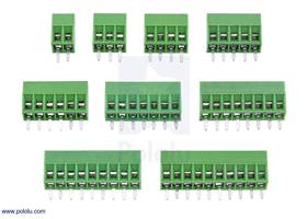 Assortment of Screw Terminal Blocks: 0.1″ Pitch, Side Entry