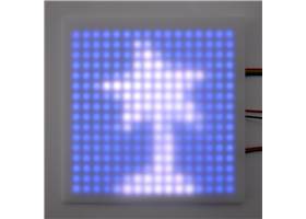 An addressable RGB 16x16-LED panel with a plastic diffuser (not included) showing the Pololu logo