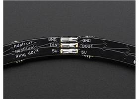Solder connections between two Adafruit 15-LED NeoPixel 1/4-rings