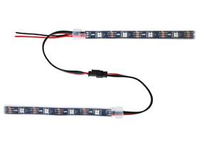 Two WS2812B-based addressable RGB LED strips connected