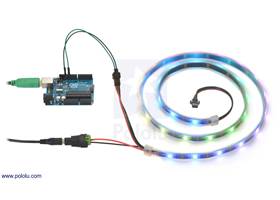 Controlling an addressable RGB LED strip with an Arduino and powering it from a 5V wall power adapter