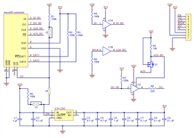Breakout Board for Micro SD Card with 3.3V Regulator and Level Shifter schematic diagram