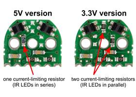 Comparison of 5V and 3.3V reflective optical encoders for micro metal gearmotors