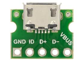 USB Micro-B connector breakout board, top view