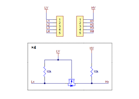 Schematic diagram of the 4-channel bidirectional logic level shifter