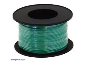 Stranded wire with green insulation (available in various gauges; 26 AWG spool shown)
