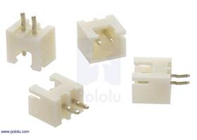 2.5 mm JST XH-style shrouded male connector: 2-pin, straight (4-pack)