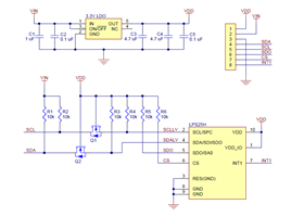Schematic diagram of the LPS25H Pressure/Altitude Sensor Carrier with Voltage Regulator