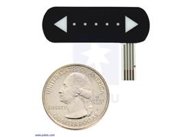 Force-sensing linear potentiometer (1.4″ FSLP strip) with a US quarter for size reference