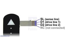 Pinout of the 1.4″x0.4″ force-sensing linear potentiometer (FSLP) strip