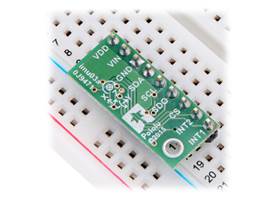 LSM6DS33 3D Accelerometer and Gyro Carrier with Voltage Regulator in a breadboard