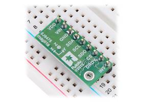 LIS3MDL 3-Axis Magnetometer Carrier with Voltage Regulator in a breadboard