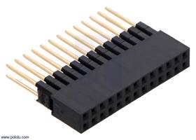 Stackable 0.100″ Female Header with Extra 0.2″ Spacer: 2x13-pin, Straight