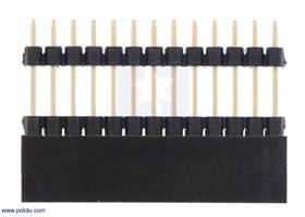 The spacers can be adjusted on the Stackable 0.100″ Female Header with Extra 0.2″ Spacer: 2x13-pin, Straight