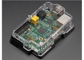 Adafruit Pi Case enclosing a Raspberry Pi Model B (not included)