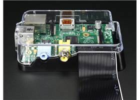 Adafruit Pi Case enclosing a Raspberry Pi Model B (ribbon cable and Raspberry Pi not included)