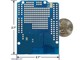 Adafruit CC3000 Wi-Fi Shield for Arduino, bottom view with board dimensions