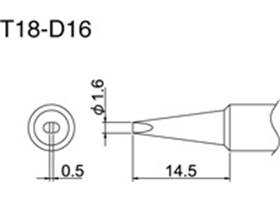 Hakko T18-D16 Soldering Tip dimension diagram