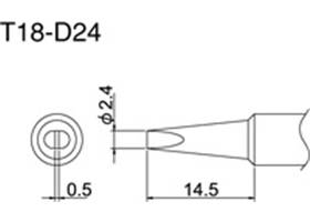 Hakko T18-D24 Soldering Tip dimension diagram