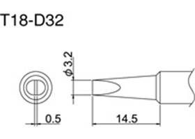 Hakko T18-D32 Soldering Tip dimension diagram