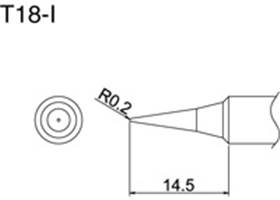 Hakko T18-I Soldering Tip dimension diagram