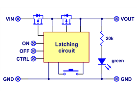 Block diagram of the Big Pushbutton Power Switch with Reverse Voltage Protection
