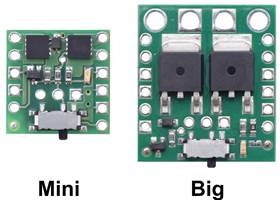 Side-by-side comparison of the Mini and Big MOSFET Slide Switches