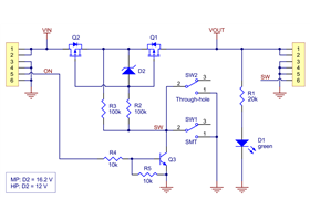 Schematic diagram of the Big MOSFET Slide Switch with Reverse Voltage Protection