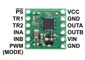 BD65496MUV Single Brushed DC Motor Driver Carrier, labeled top view